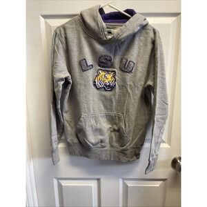 LSU Tigers Women's Medium Long Sleeve Pullover Hoodie Grey Purple And Gold